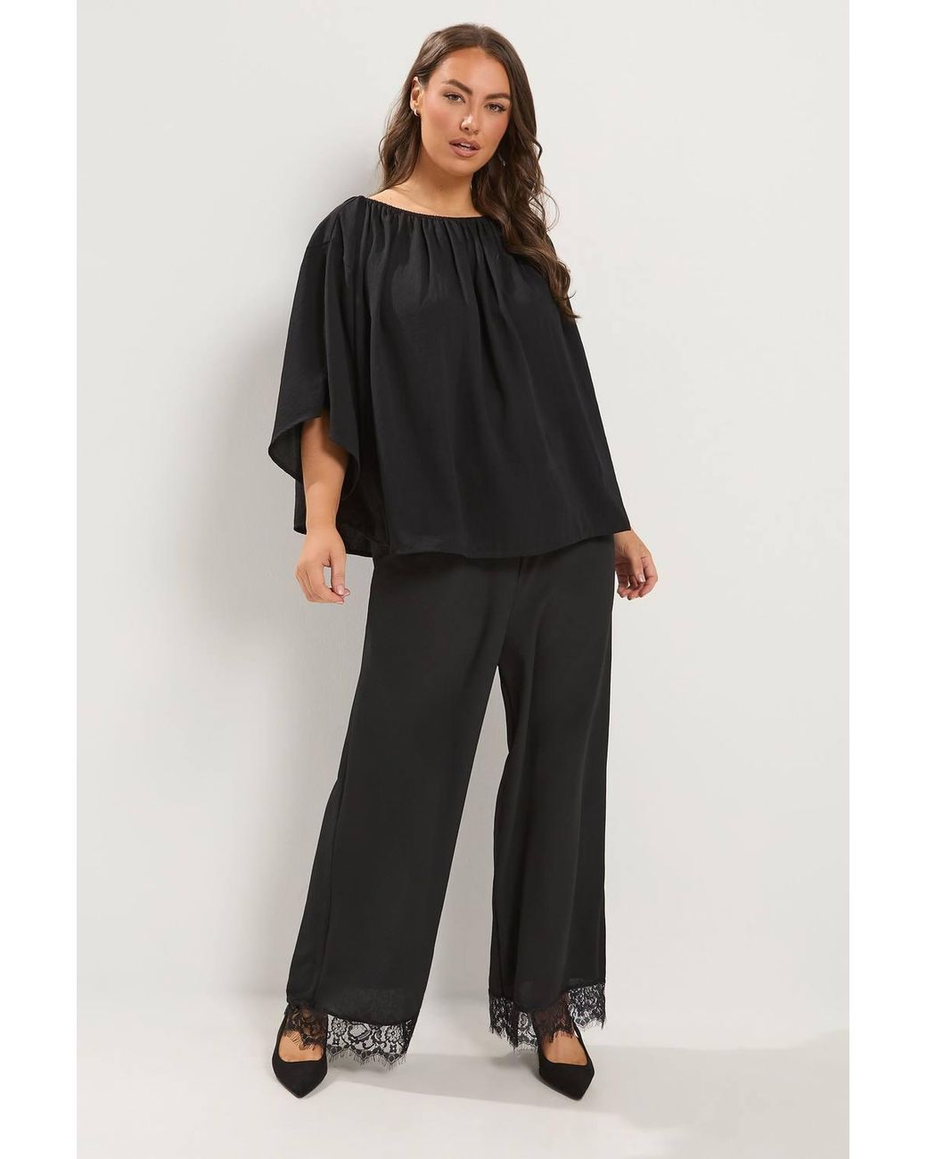 Yours Black Bardot Cape Top