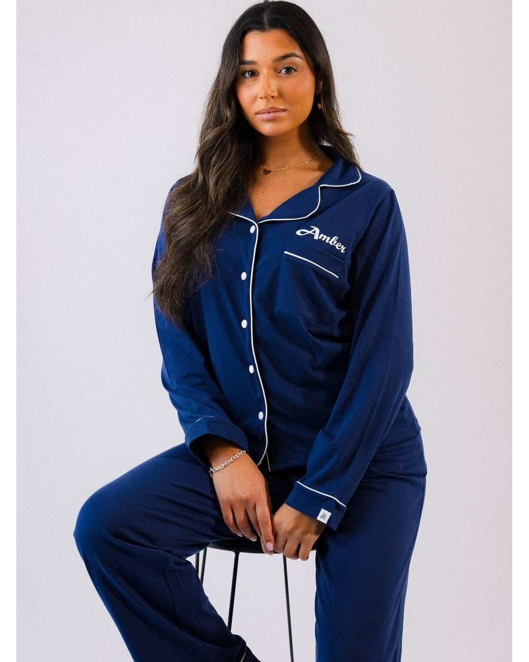 Lulabay Blue Personalised Jersey Long Pyjamas