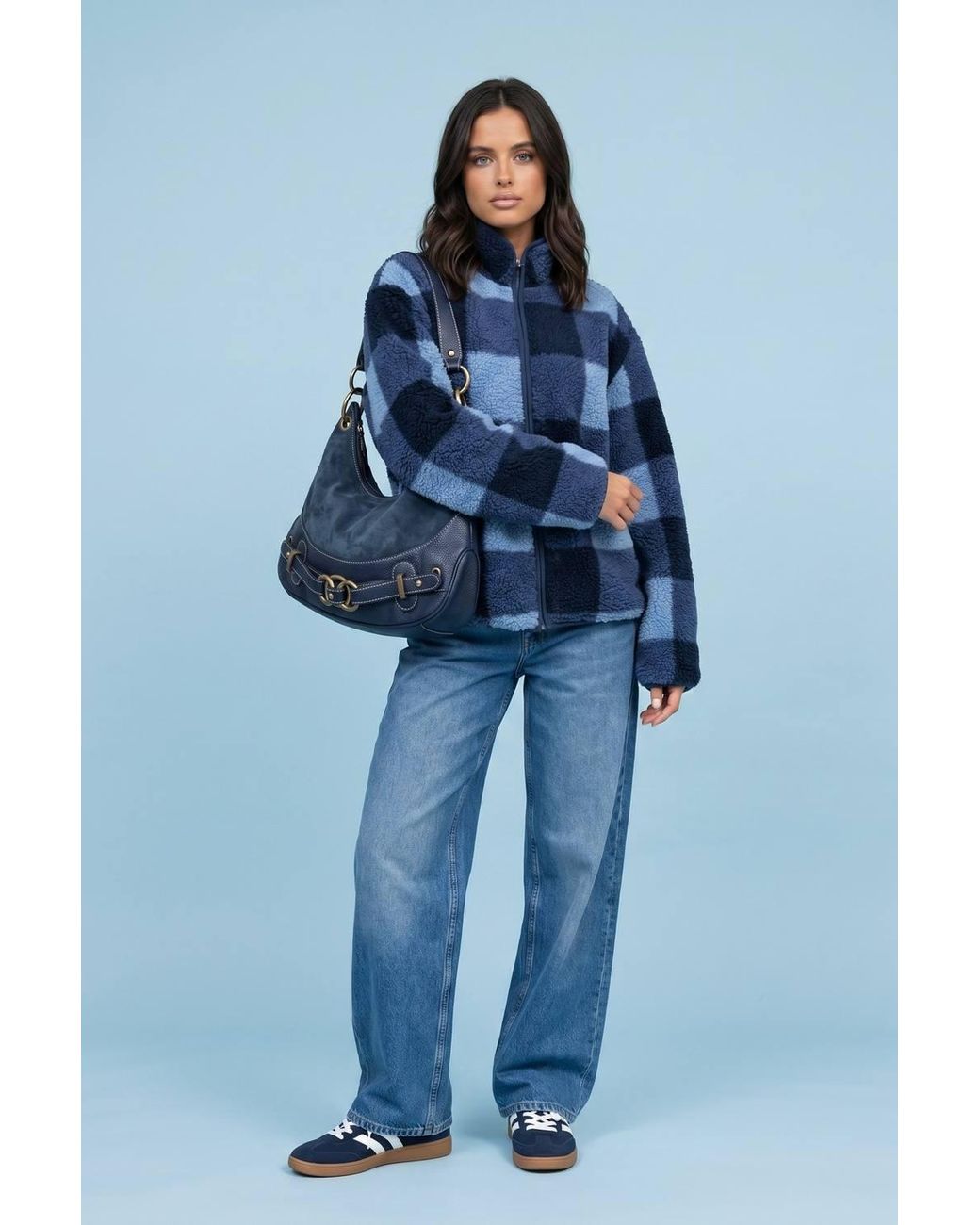 Urban Bliss Blue Check Fleece Jacket