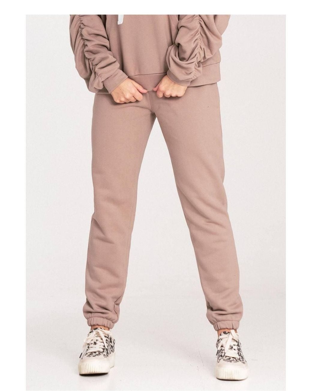 Love Lace Pink Cotton Sweatpants With Elastic Waist Trousers