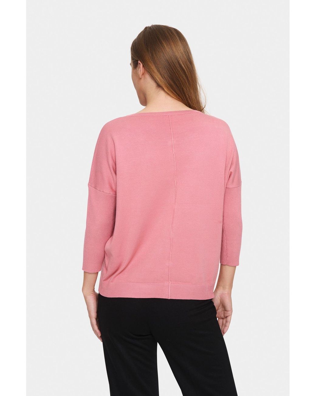 Saint Tropez Pink Mila Round Neck 3/4 Sleeve Cardigan