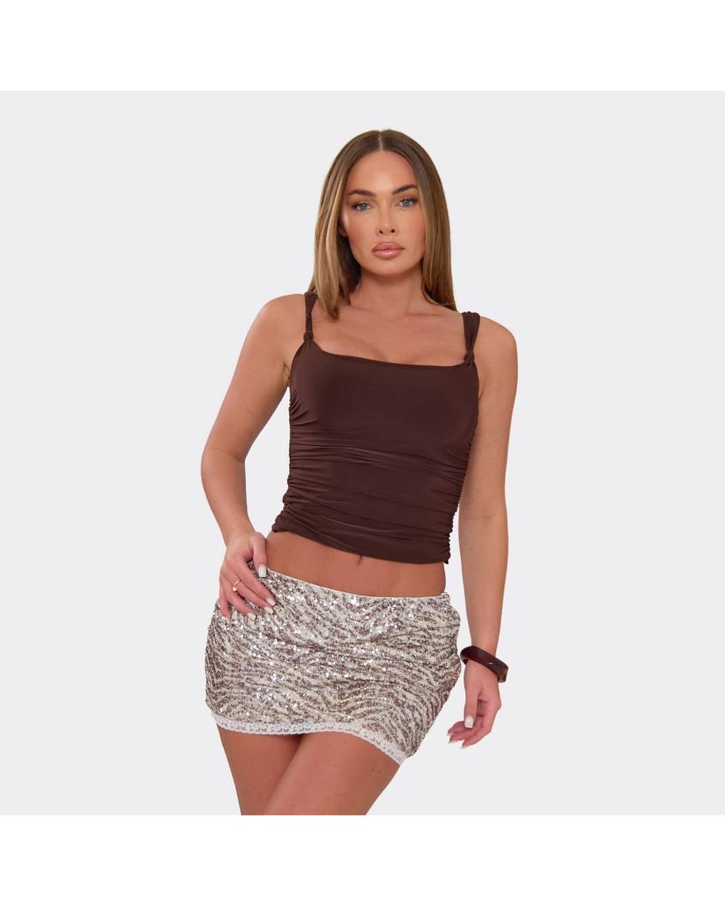 EGO Red Lace Trim Low Rise Mini Skirt