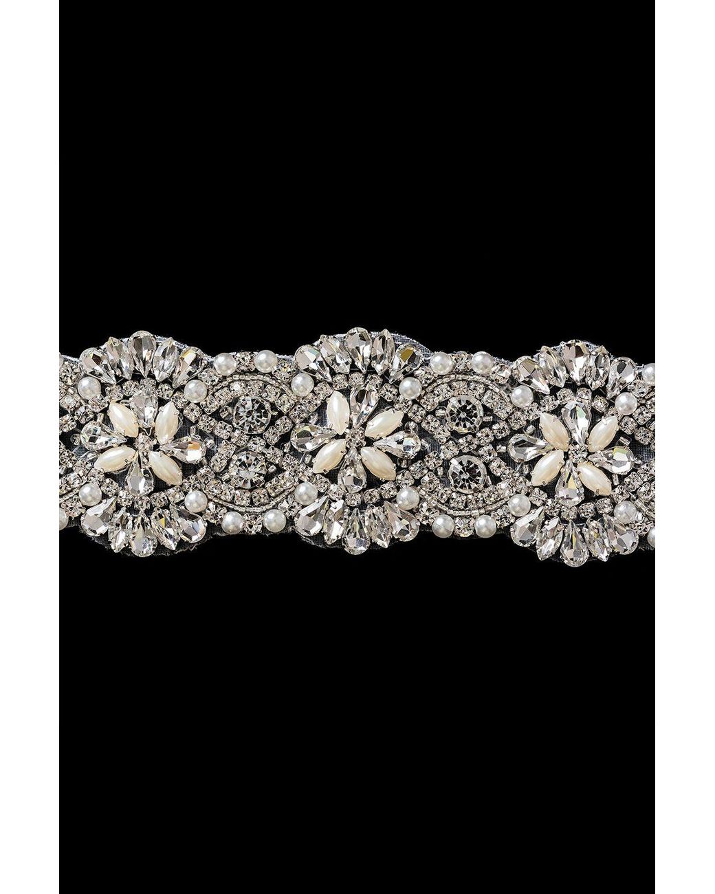 Neel Blue Black Diamante Motif Sew On Crystal Applique Rhinestone Studded Patch