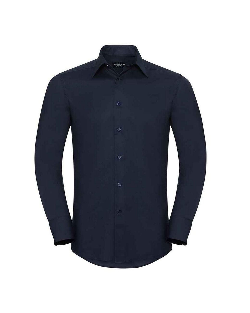 Russell Collection Blue Oxford Tailored Long-Sleeved Formal Shirt for men