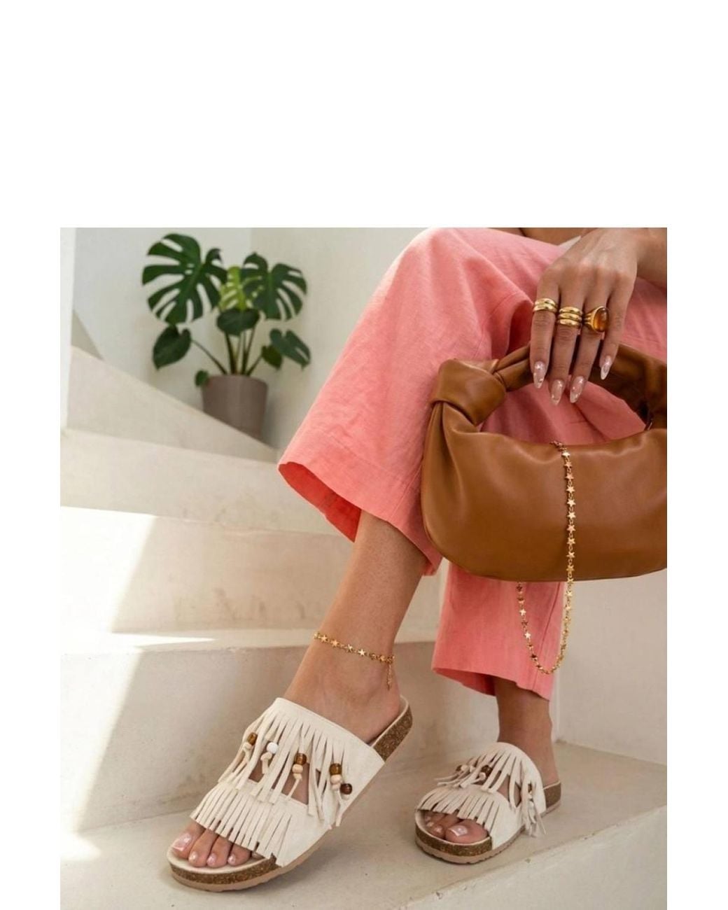 Love Lace Natural Platform Slip-On Suede Flatforms With Fringe