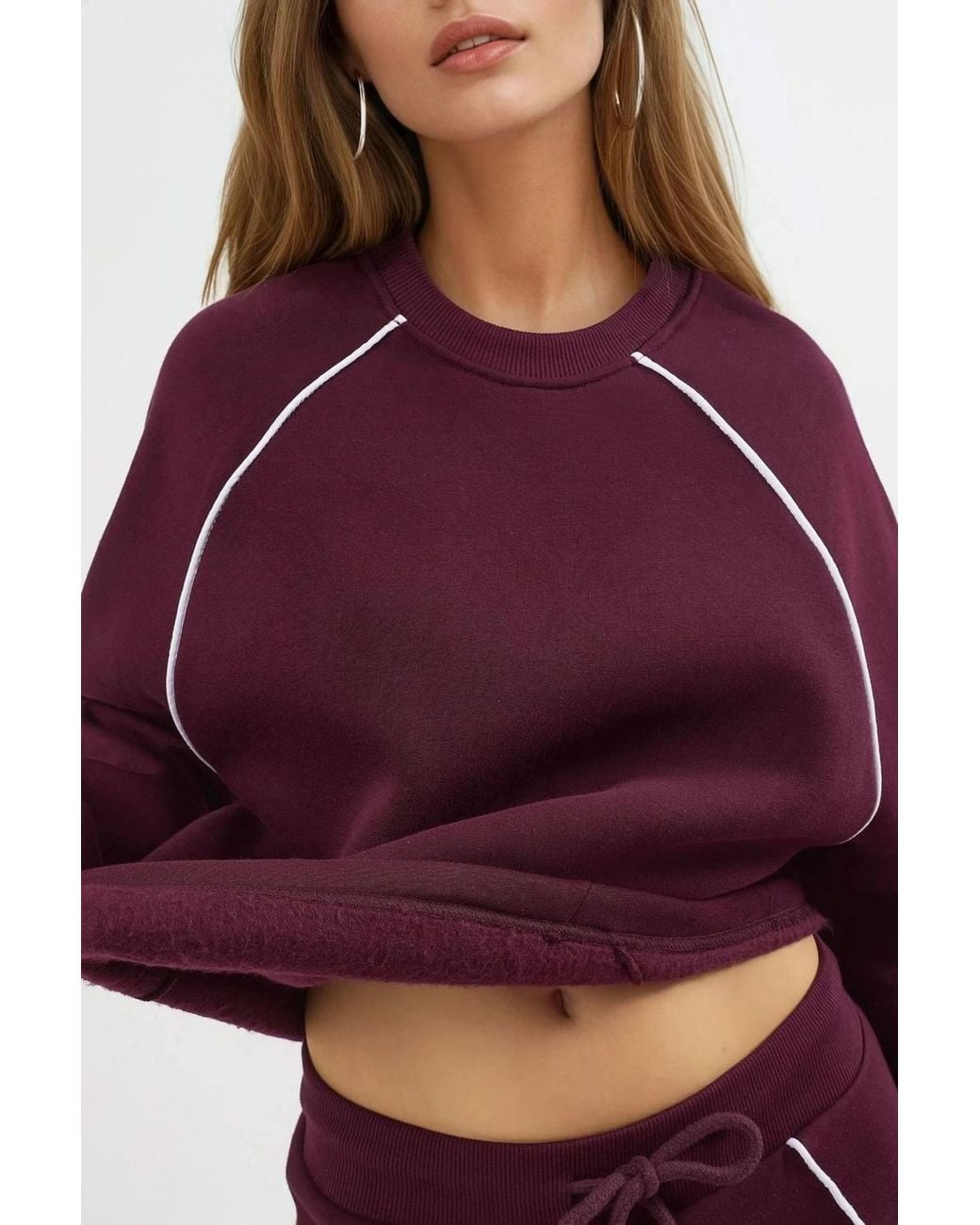 Busem Purple Contrast Binding Long Sleeve Sweatshirt