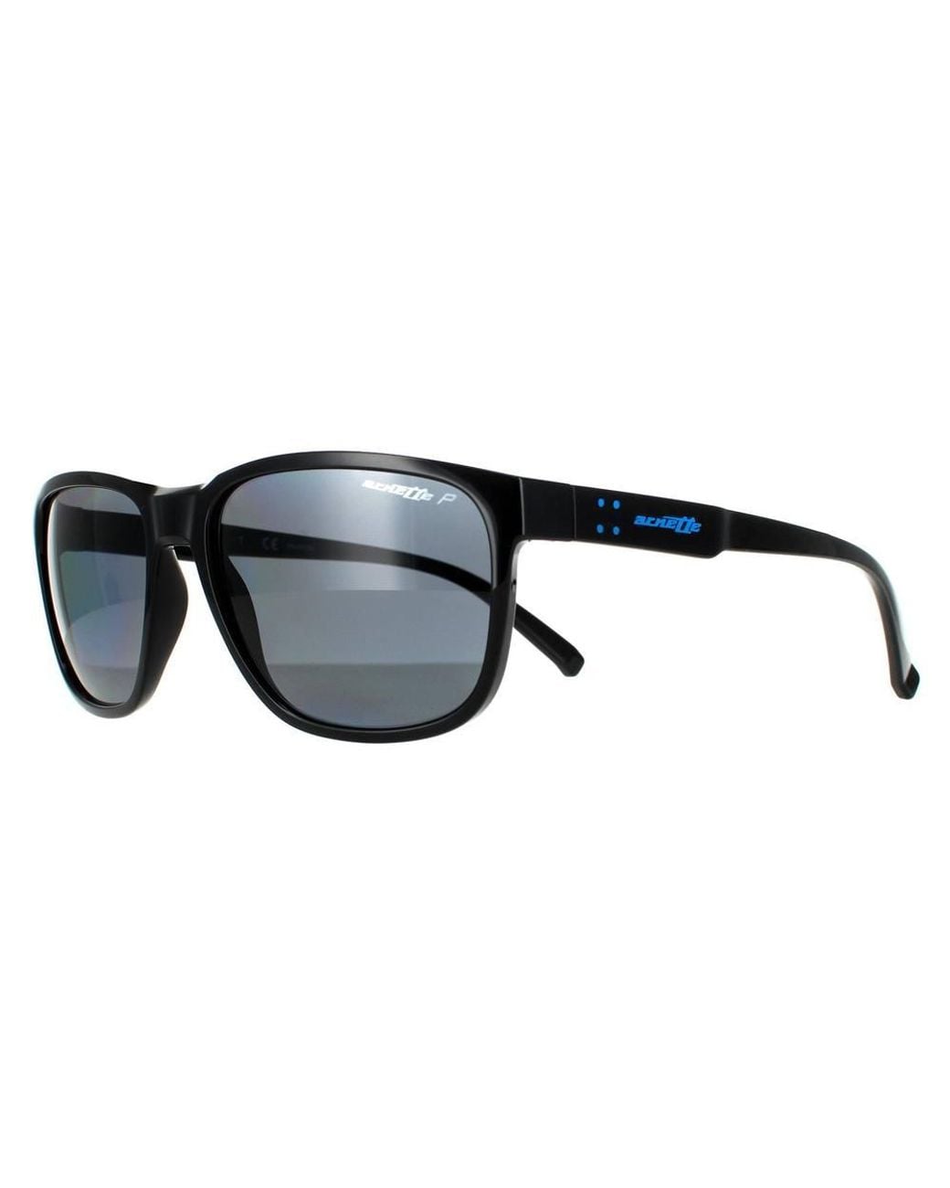 Arnette Black Rectangle Shiny Dark Polarized Sunglasses for men