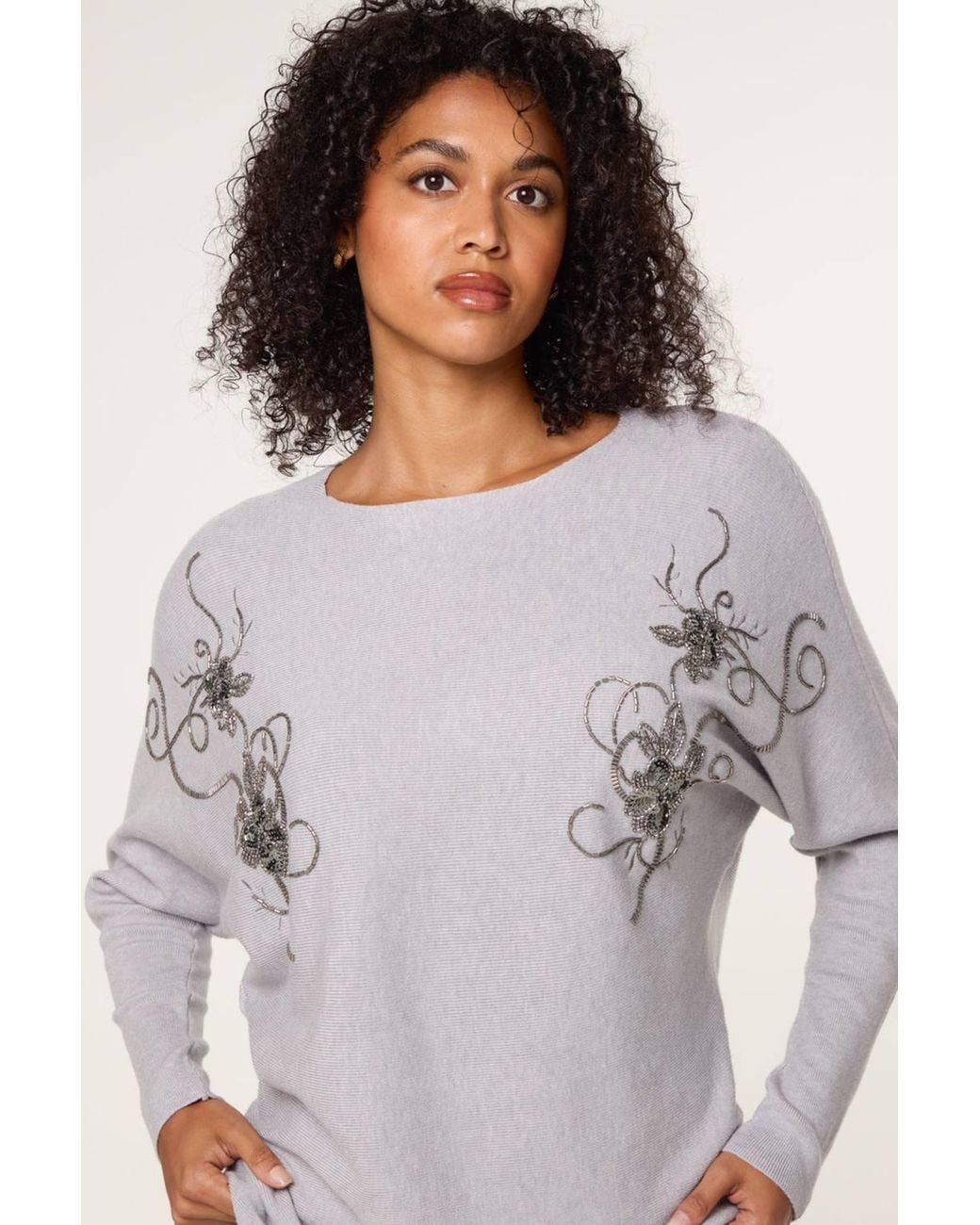 Blue Vanilla Gray Long Sleeve Round Neck Top