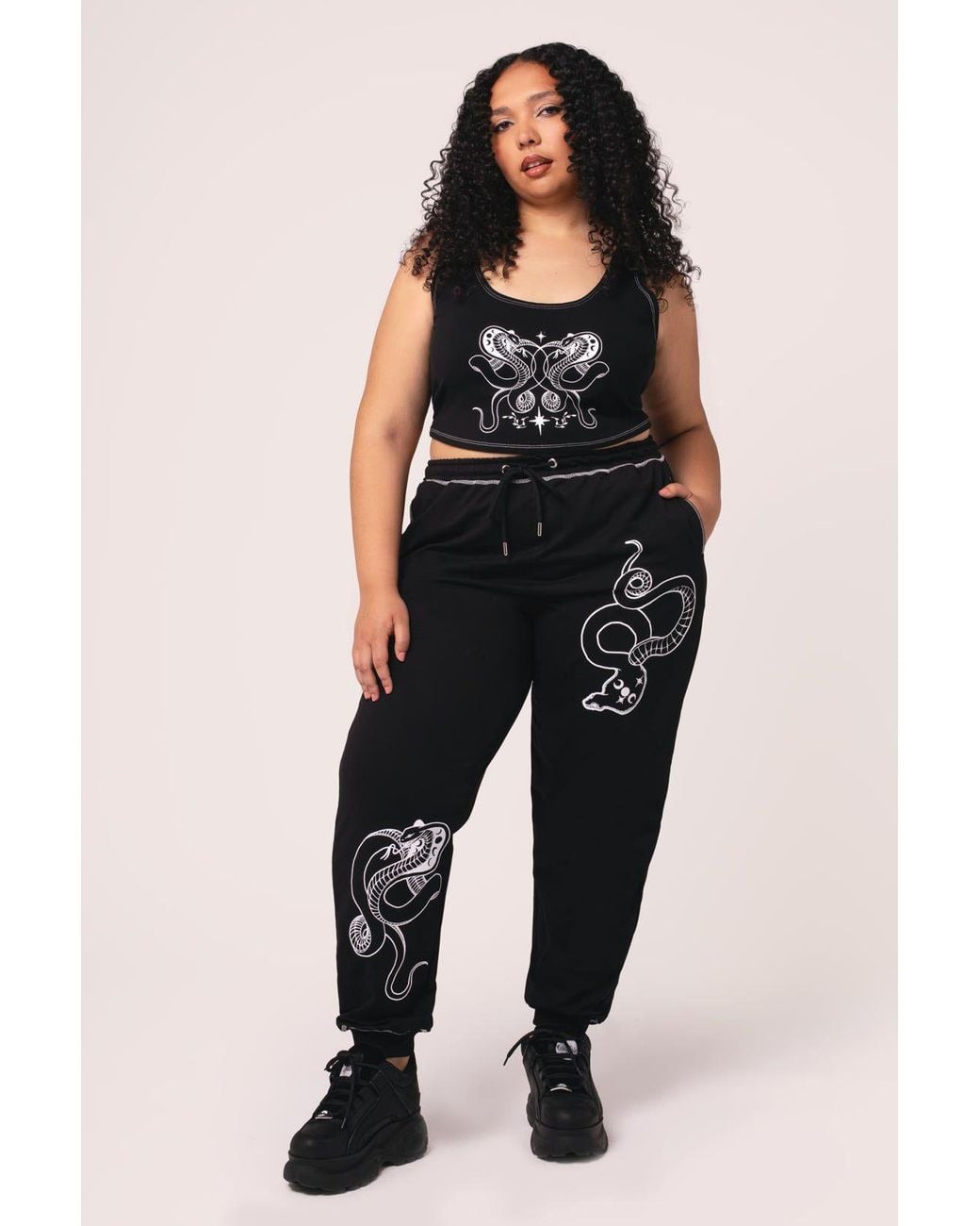 Hell Bunny Black Venom Lightweight Contrast Stitching Joggers