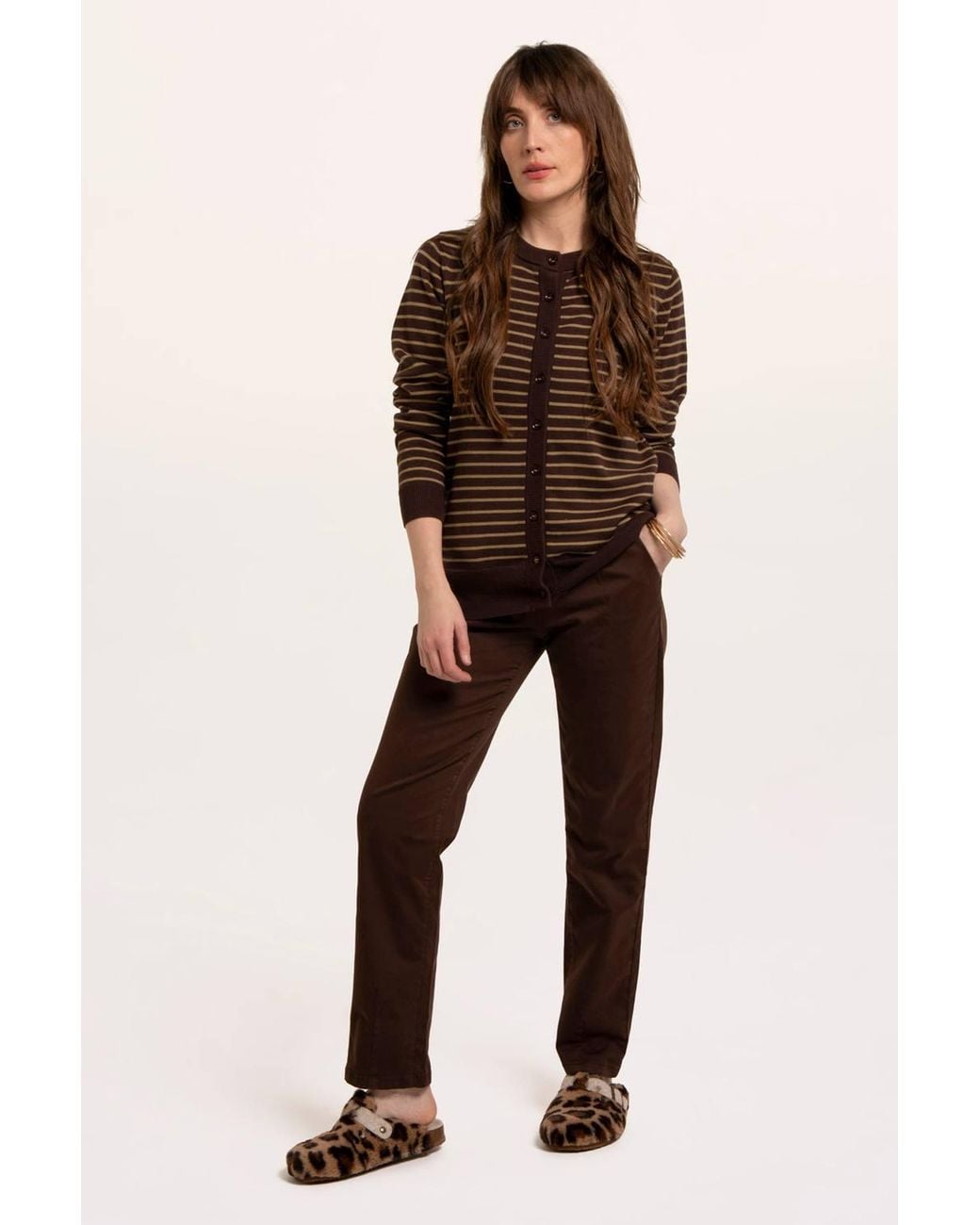 Brakeburn Brown Hilda Knitted Stripe Cadigan