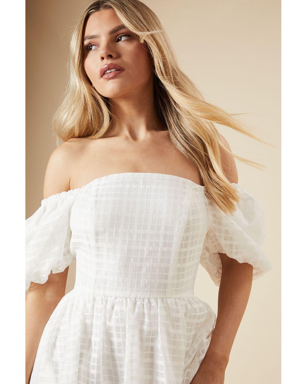 Dorothy Perkins Natural Dp Luxe Seersucker Square Neck Midi Dress