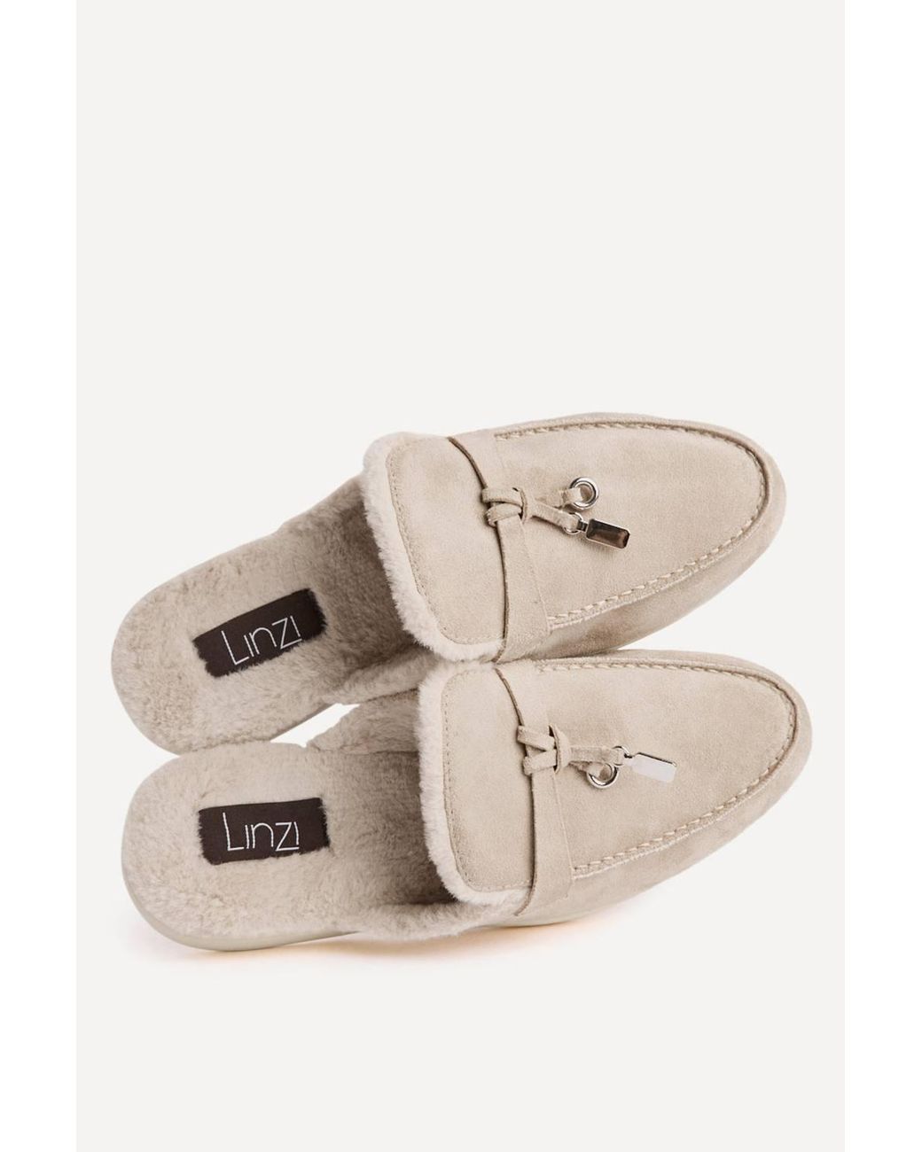 Linzi Natural Dover Mocha Faux Fur Mule Loafers