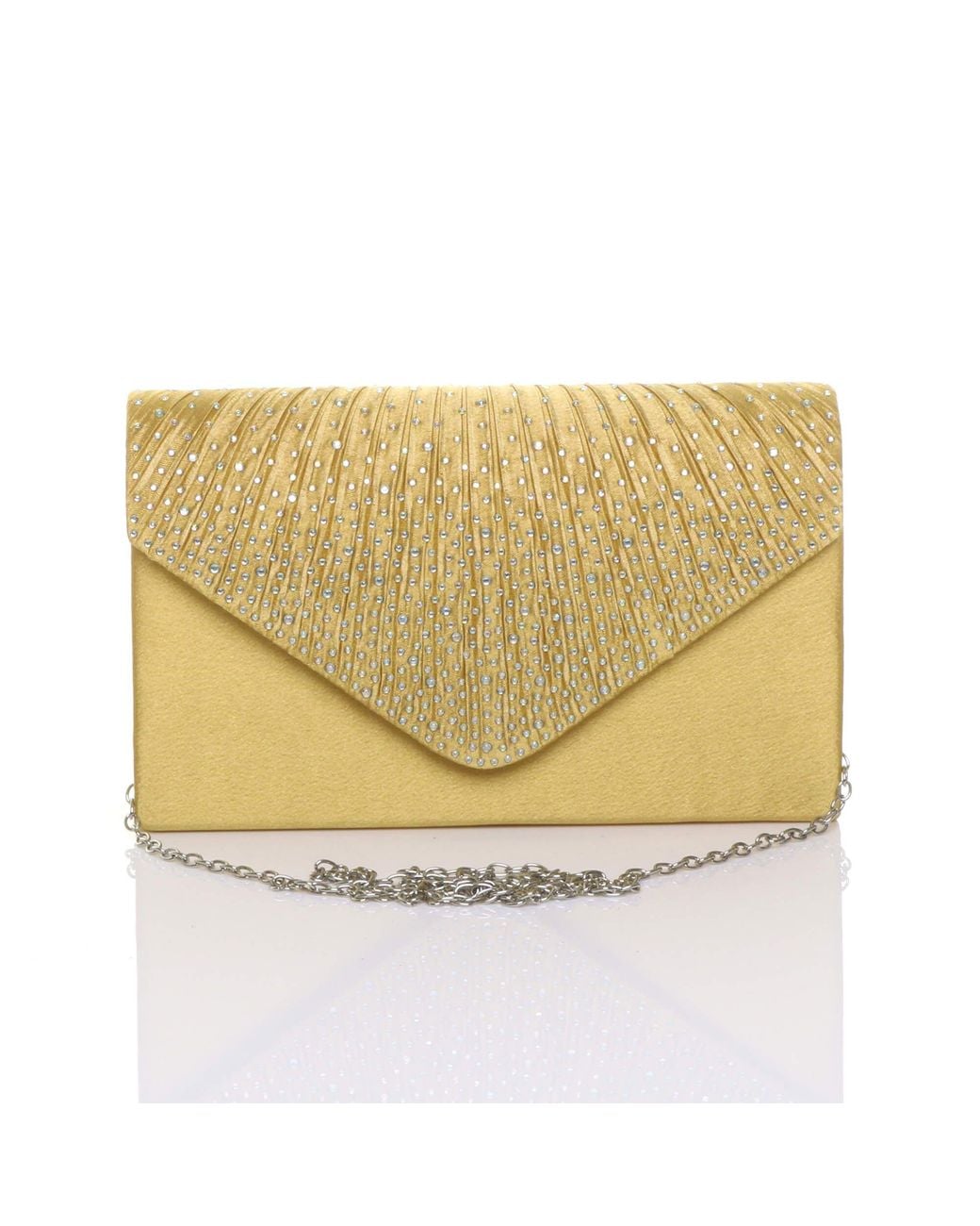 AJVANI Metallic Diamante Envelope Clutch Bag