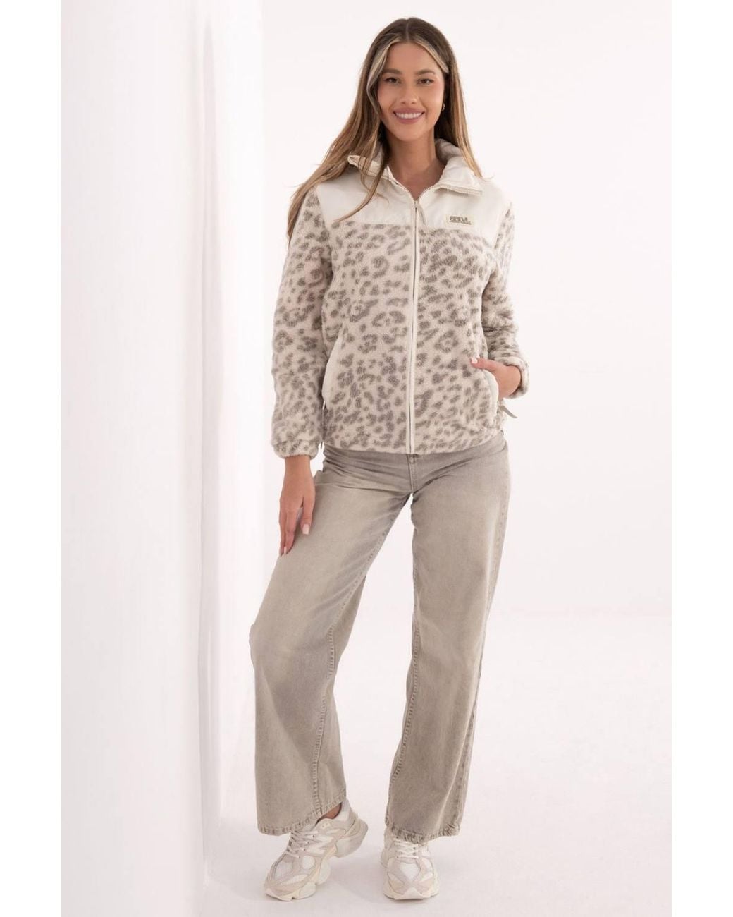 Love Lace Pink Transitional Zip Jacket With Animal Print Detail