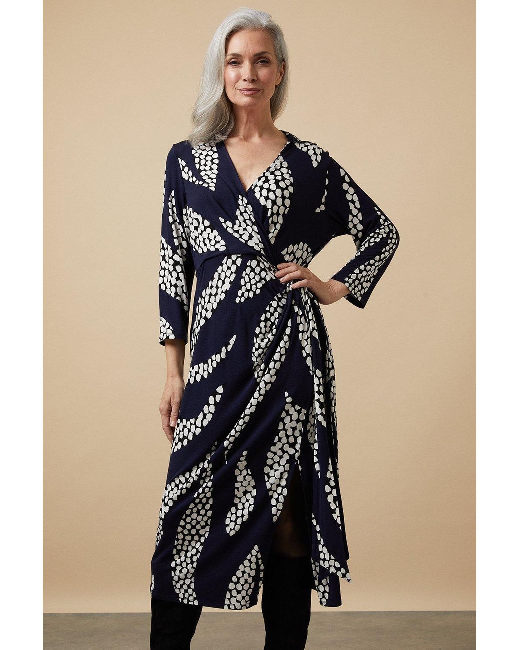 Palm print wrap dress new arrivals