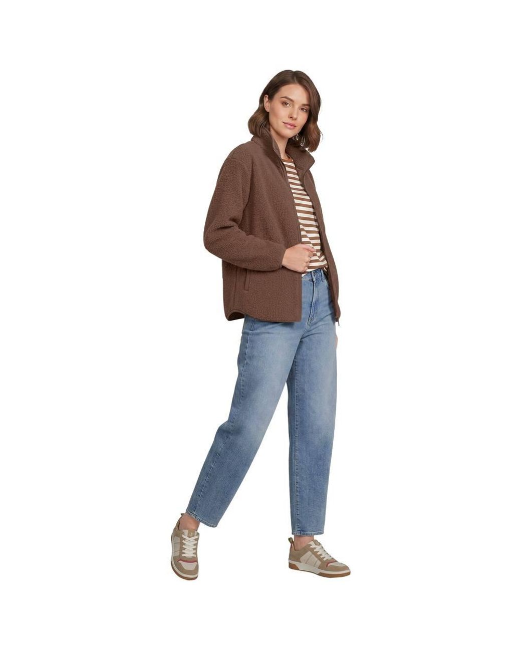 Lands' End Brown Sherpa Fleece Full Zip Jacket