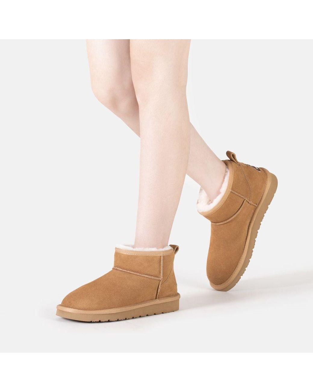 EverAu Australia Brown Real Sheepskin Finch Ultra Mini Classic Boots With Eva Sole