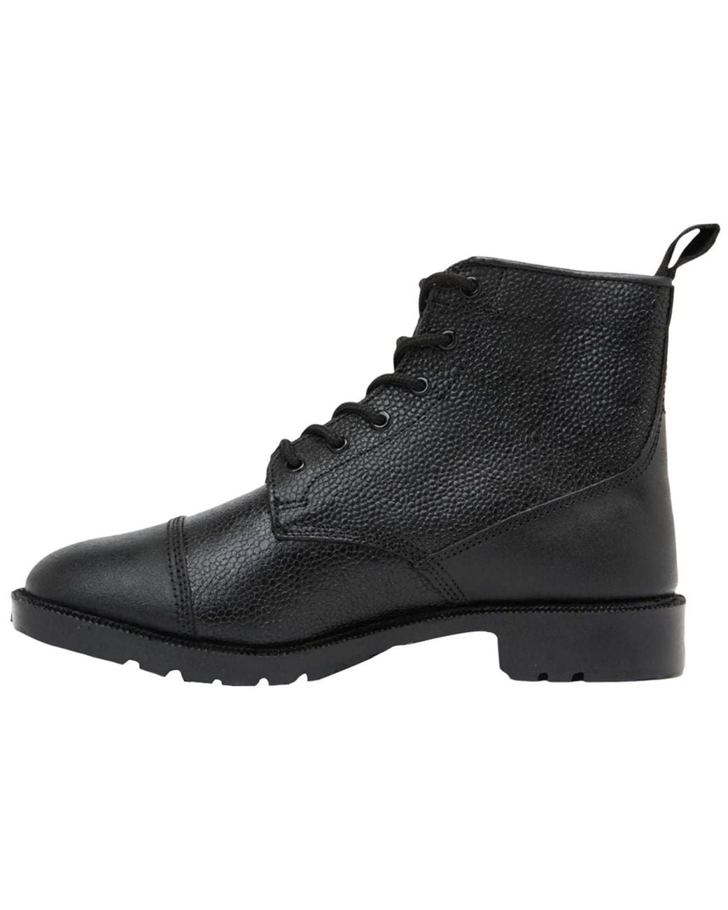 Grafters Black 6 Eye Grain Leather Cadet Boots for men