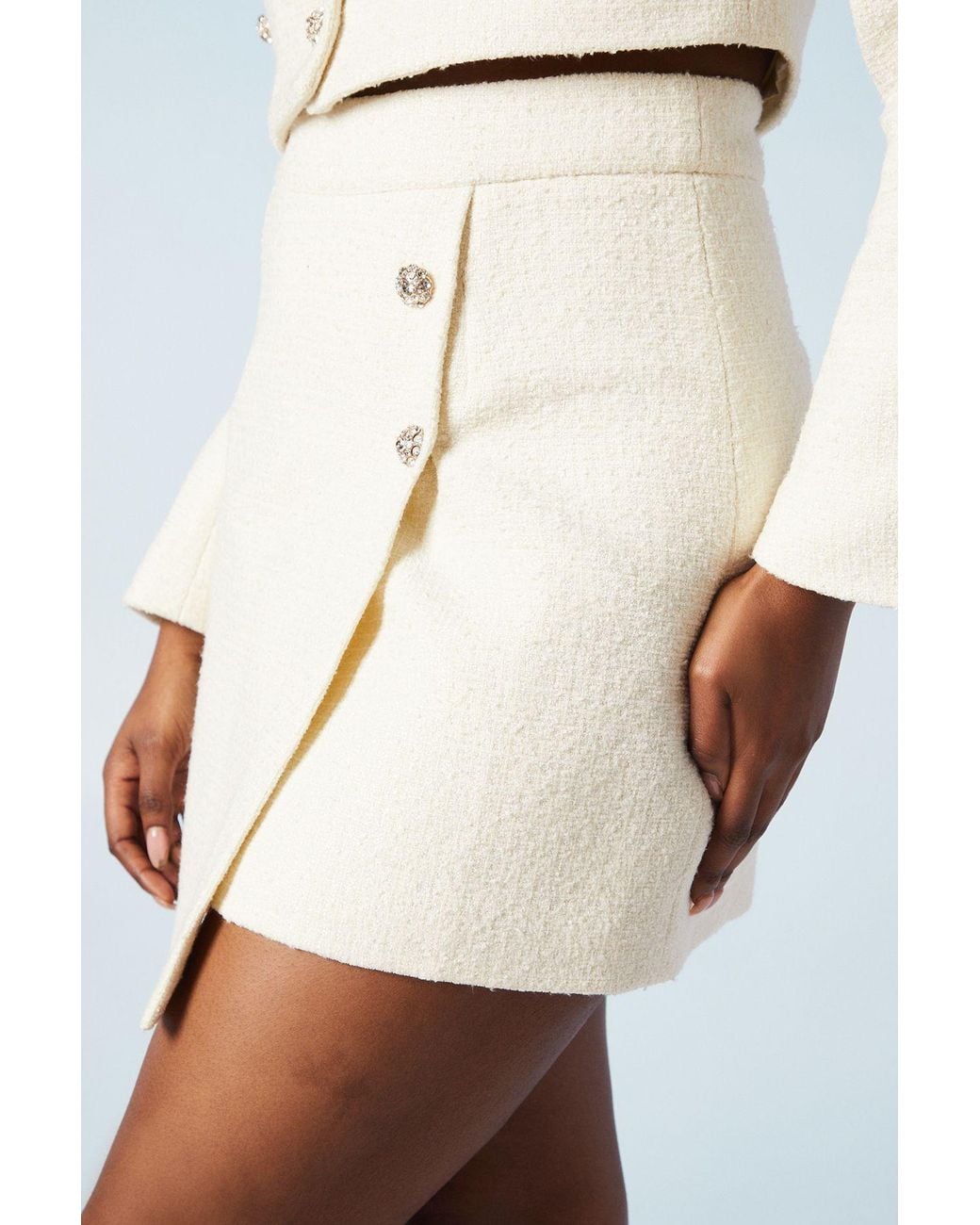 Coast White Boucle Mini Wrap Skirt