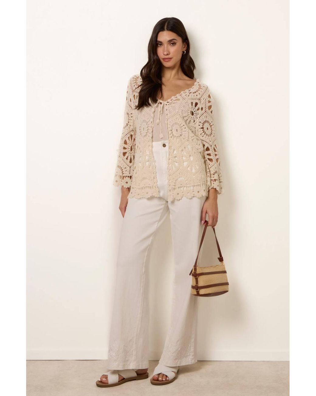 Blue Vanilla Natural Long Sleeve V-Neck Cardigan