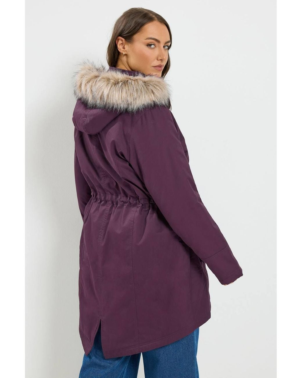 Yours Purple Faux Fur Parka Coat