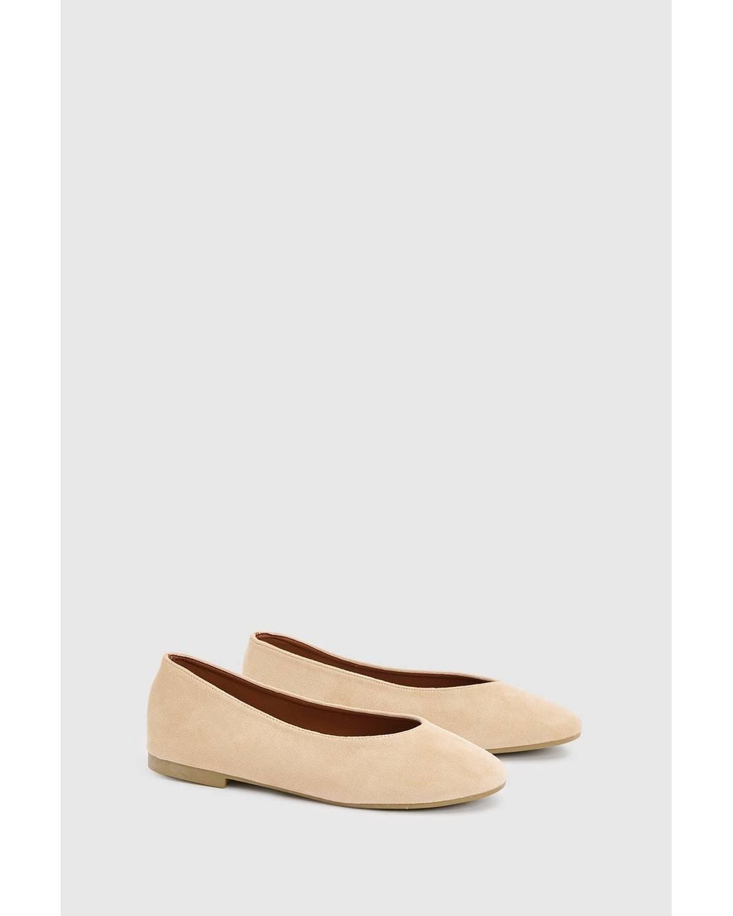 Dorothy Perkins Blue Narina Faux Suede Round Toe Ballet Flats