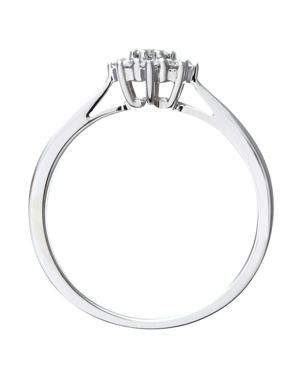 Jewelco London Metallic 9Ct Round 1/4Ct Diamond 9 Stone Cluster Ring 7Mm