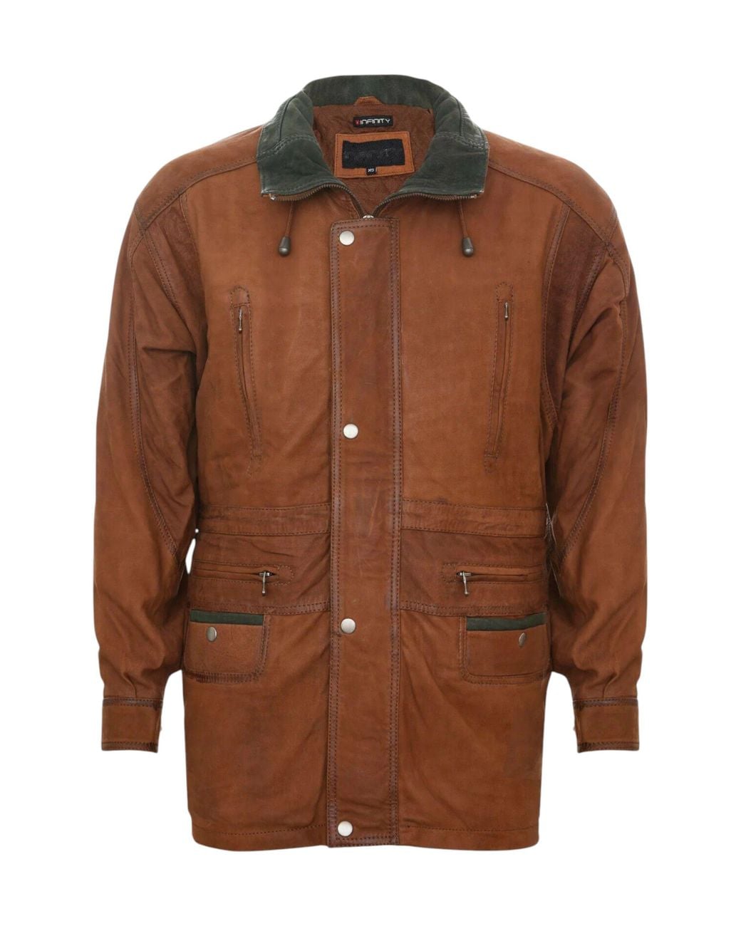 Infinity Leather Brown Nubuck Leather Parka Coat- Gatton for men