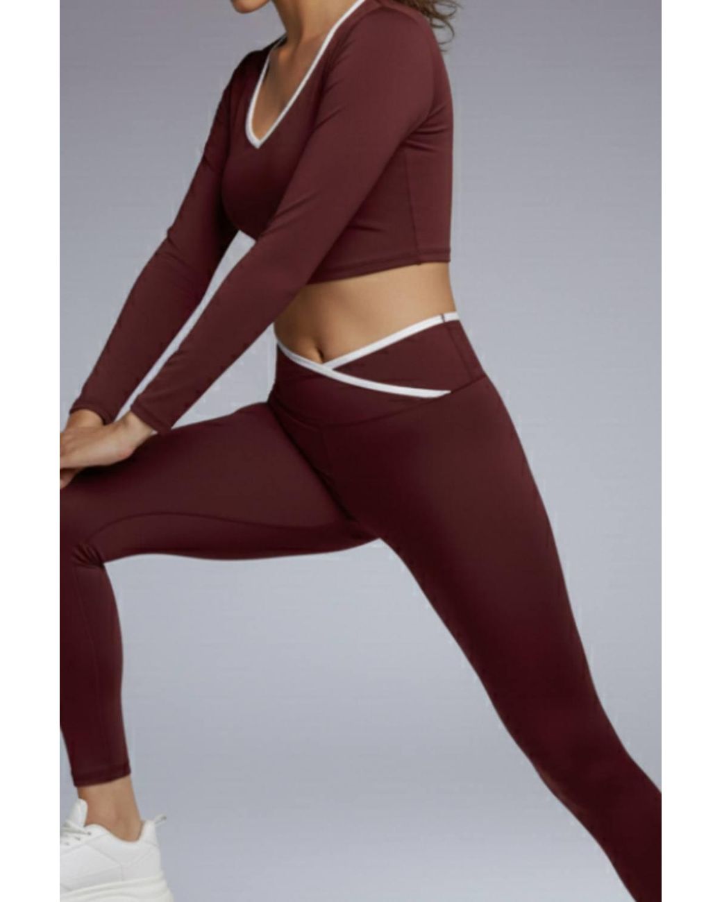 Stylewise Brown Contrast Trim Long Sleeve Top & Leggings Co-Ord Set