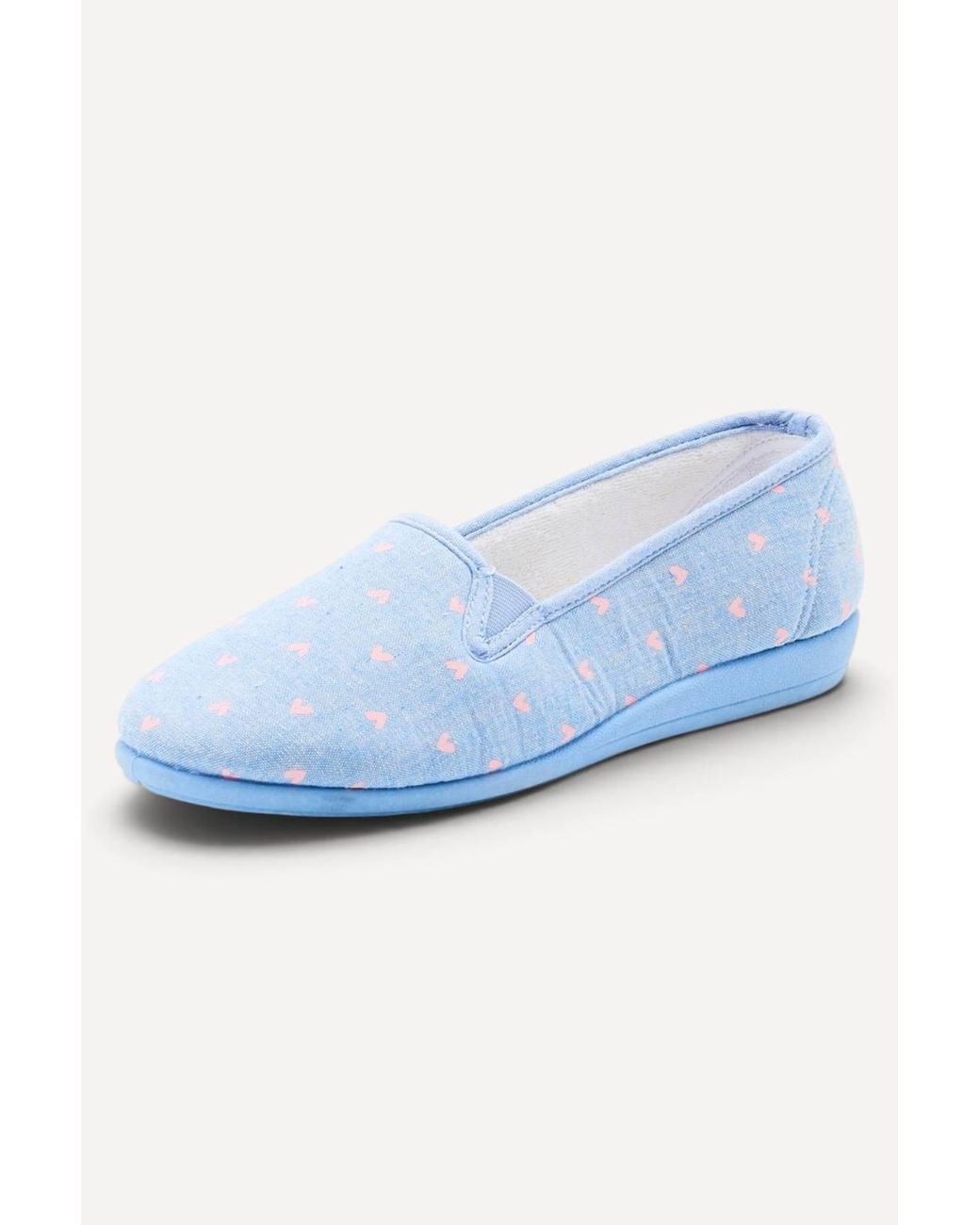 DAMART Blue Slipper Printed Textile Upper Comfort Fit Low Heel