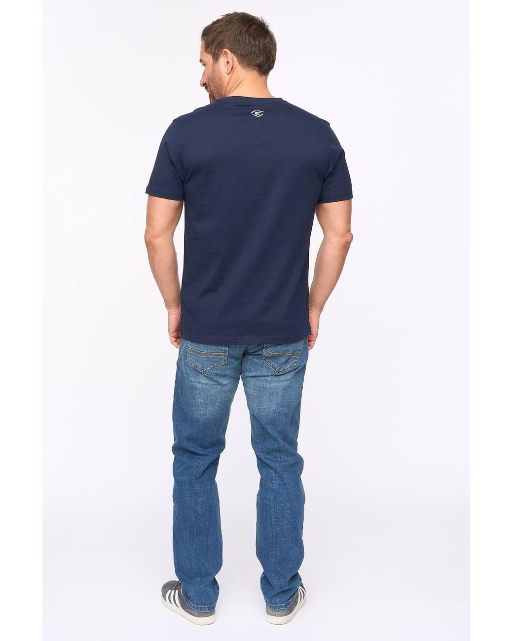 Bewley & Ritch Blue Milestan 100% Cotton Crew Neck Short Sleeve T-Shirt for men