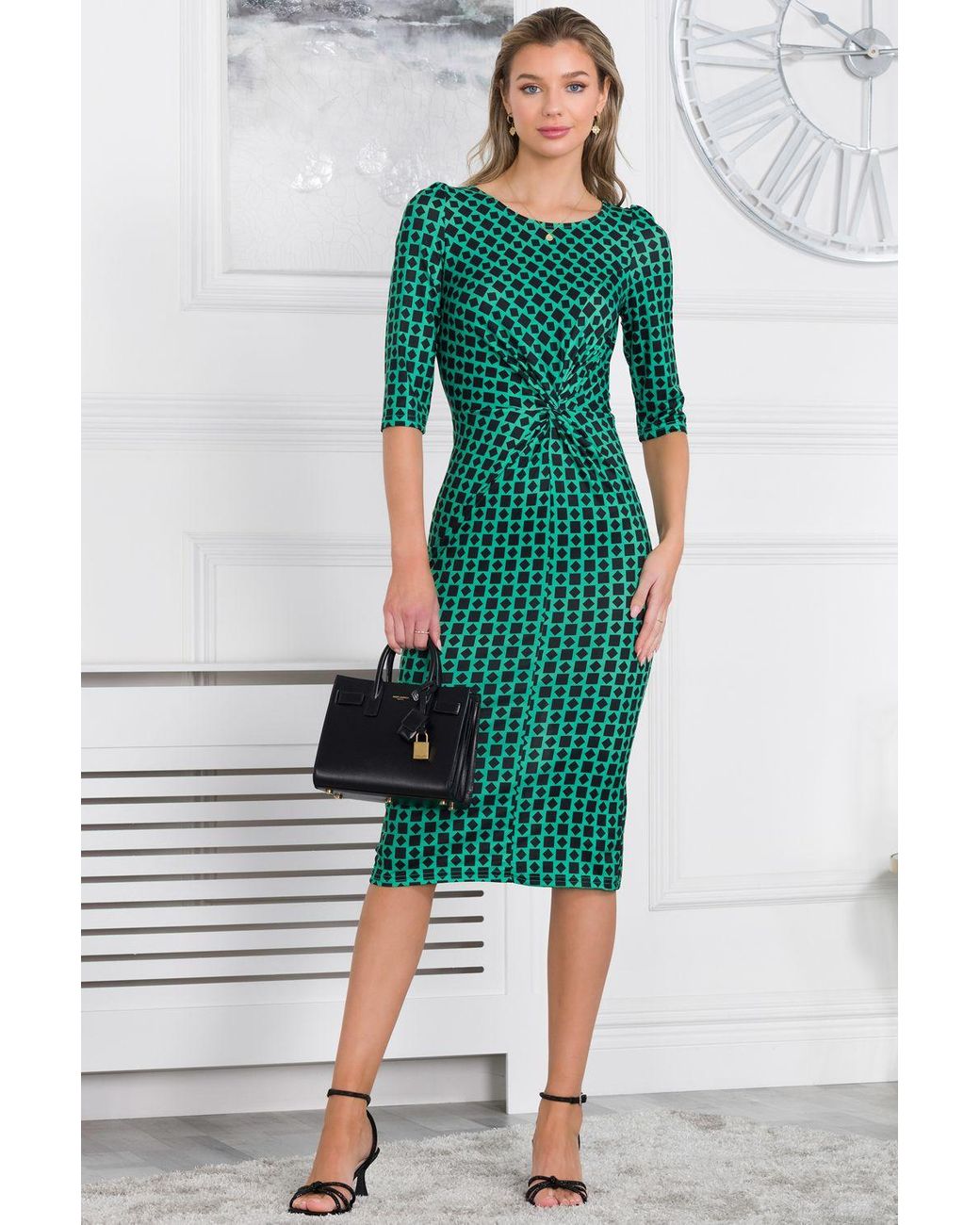 Jolie Moi Green Qyara Jersey Twist Bodycon Midi Dress