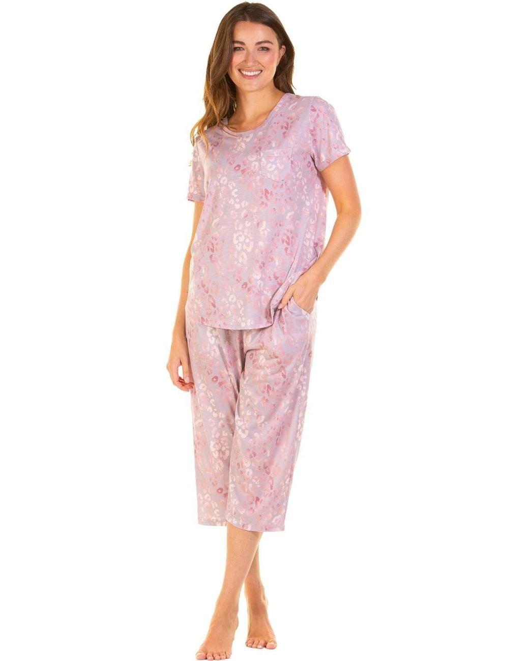 Wisteria Lane Red Jersey Short Sleeve Cropped Pyjama Set