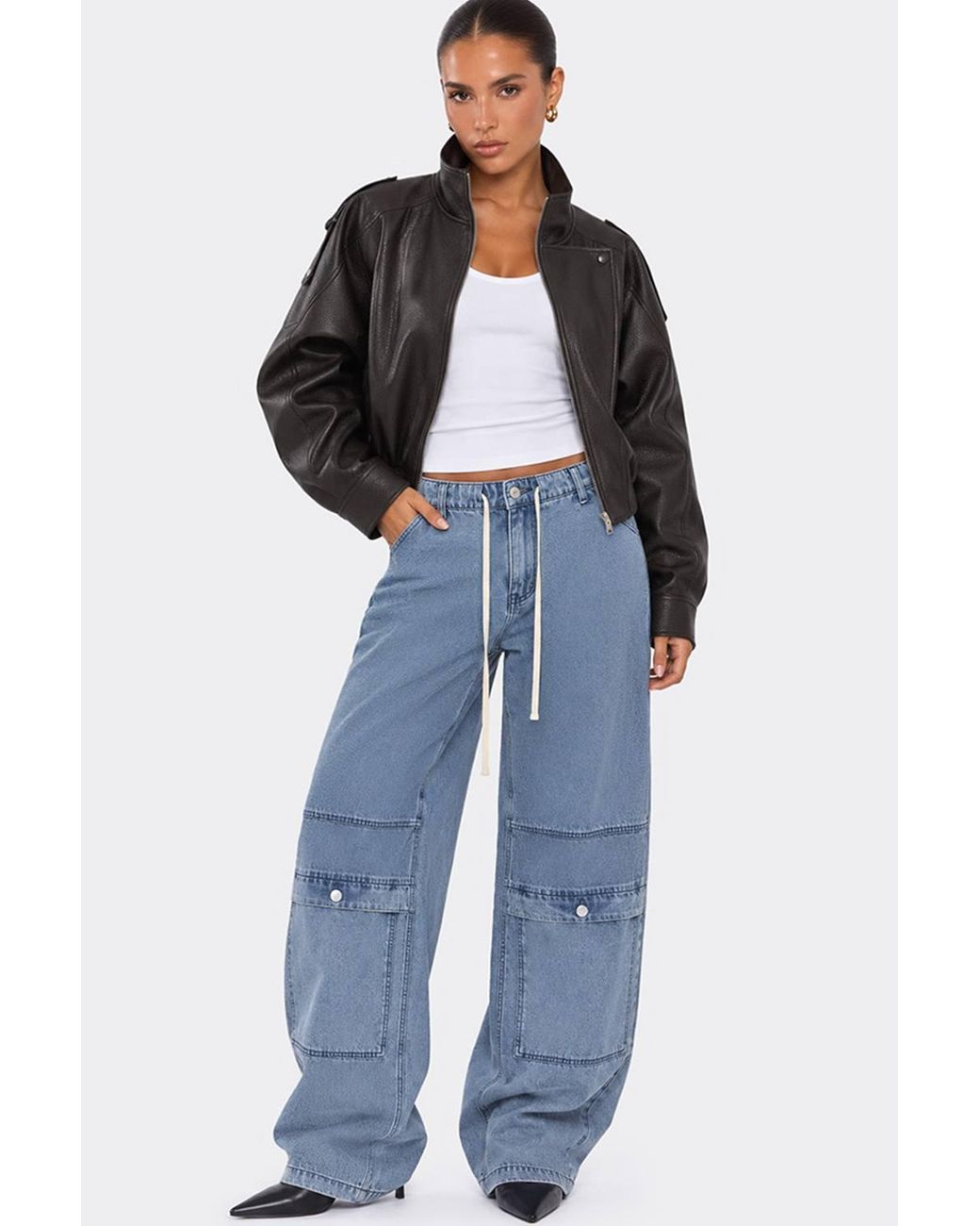 EGO Blue Wide Leg Denim Trousers