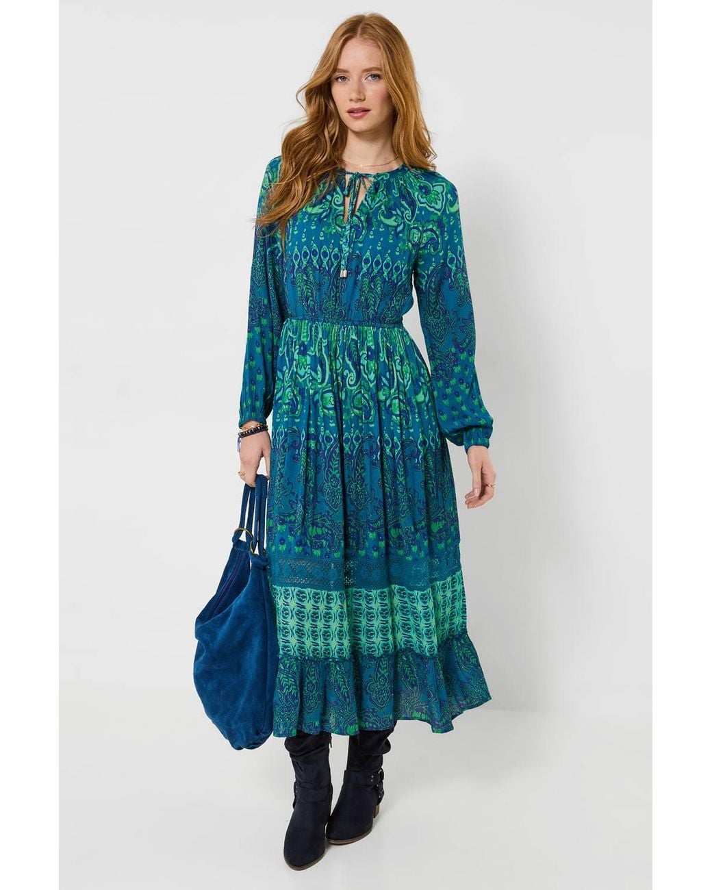 Joe Browns Blue Majestic Boho Long Sleeve Maxi Dress