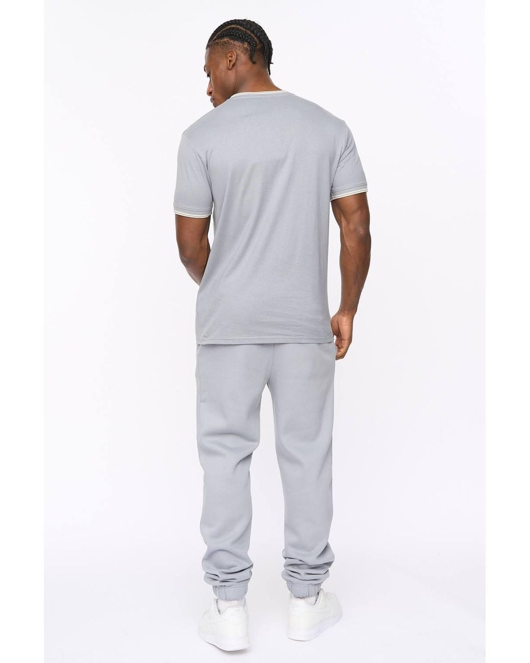 Crosshatch Gray Preece Crew Neck Cotton T-Shirt With High Build Logo Print for men
