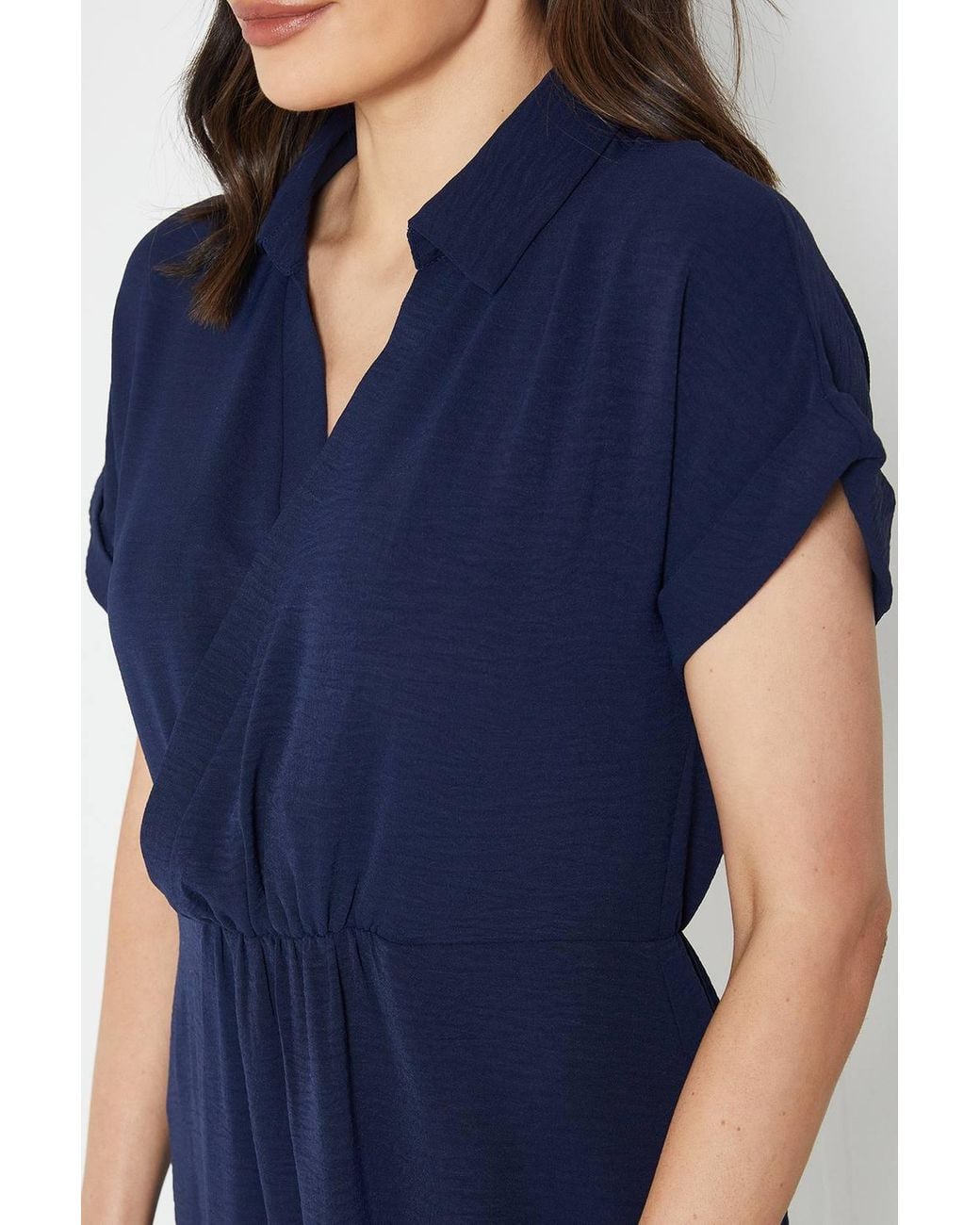 Wallis Blue Summer Roll Sleeve Midi Dress