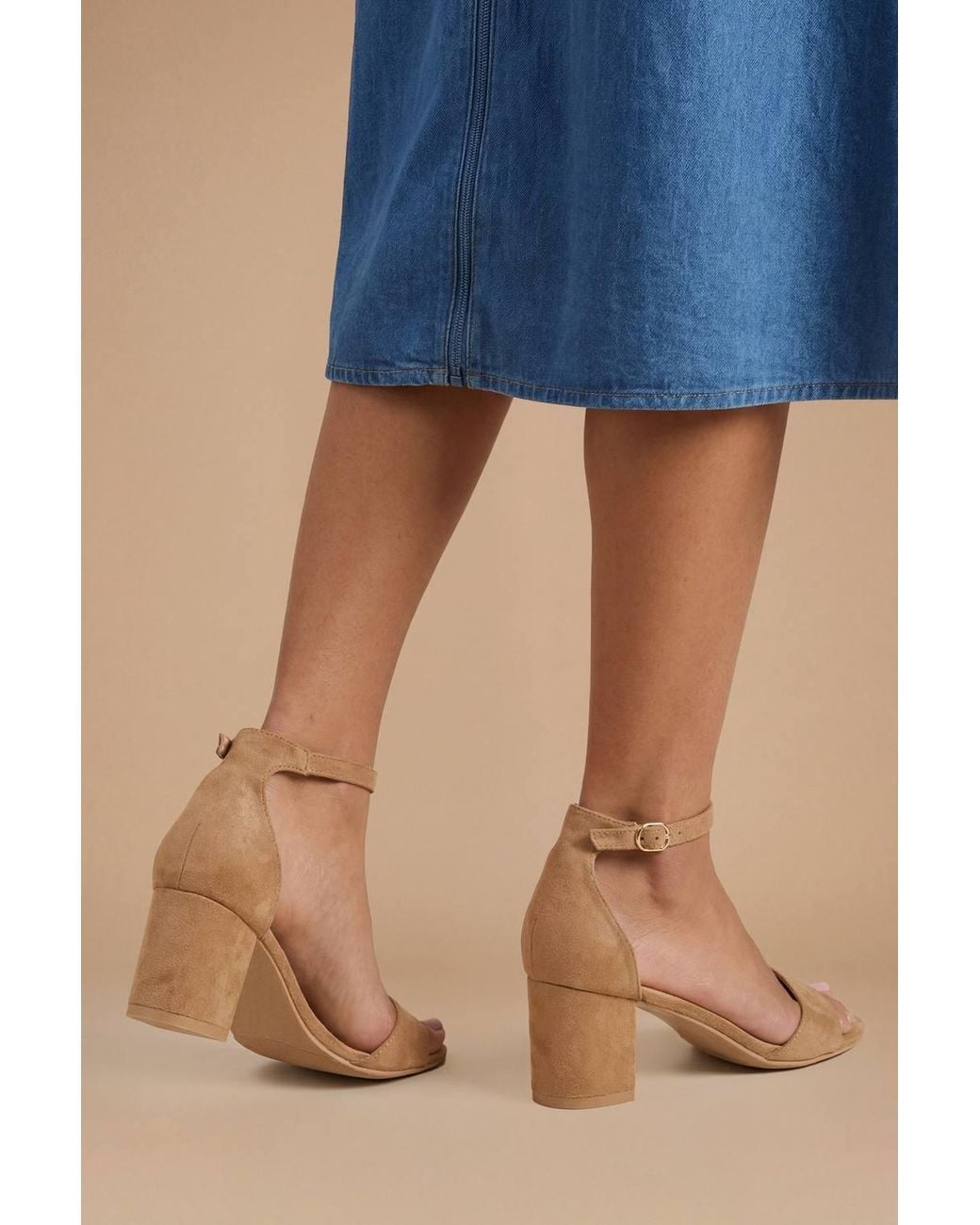 Dorothy Perkins Blue Catty Faux Suede 2 Part Block Heeled Sandals