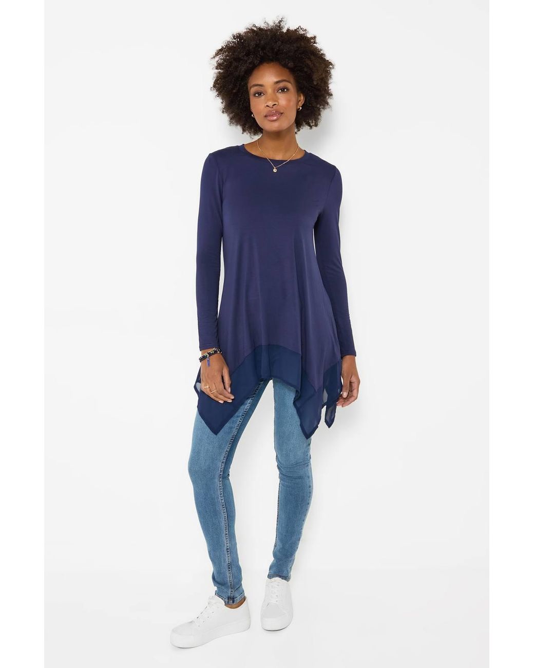 Joe Browns Blue Matilda Jersey Tunic Top With Chiffon Trim