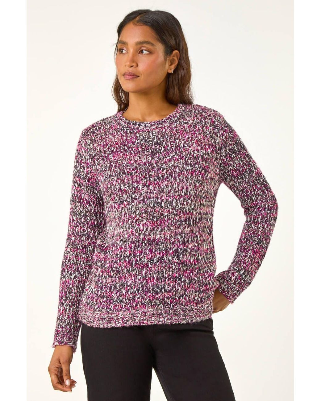 Roman Purple Crew Neck Tape Yarn Knit Jumper
