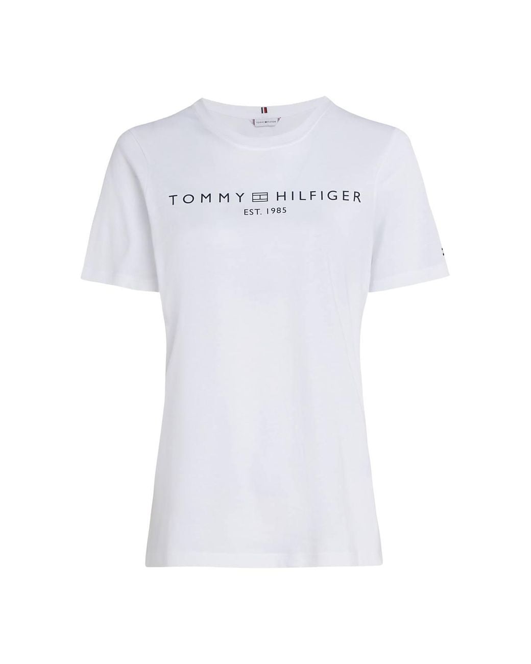 Tommy Hilfiger White Reg Corp Logo Cre Neck T-Shirt