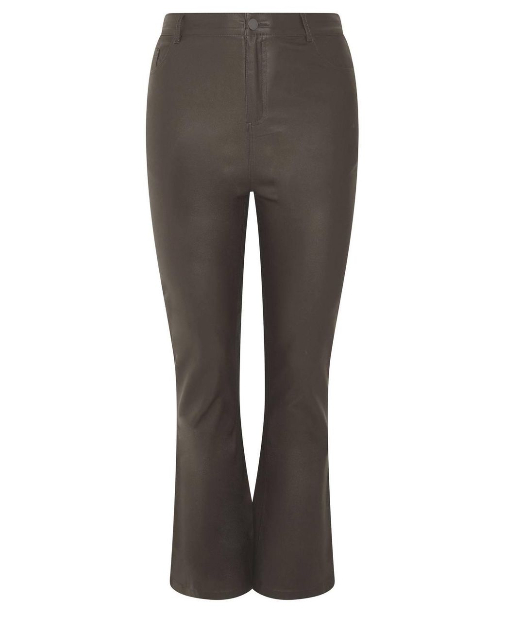 Yours Black Wide Leg Coated Flare Trousers