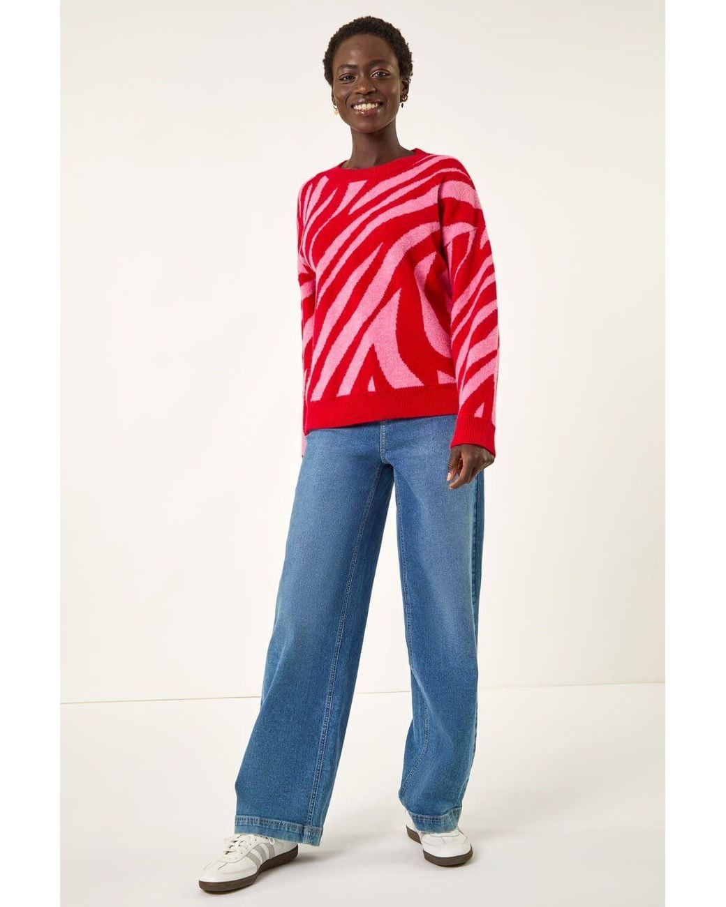 Roman Red Colour Block Knit Jumper