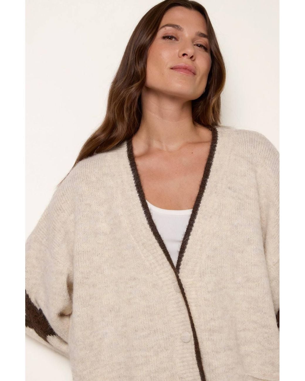 Blue Vanilla Natural Long Sleeve V-Neck Cardigan