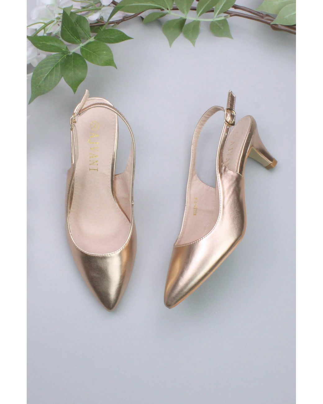 AJVANI Pink Mid Heel Slingback Pointed Toe Court Shoes