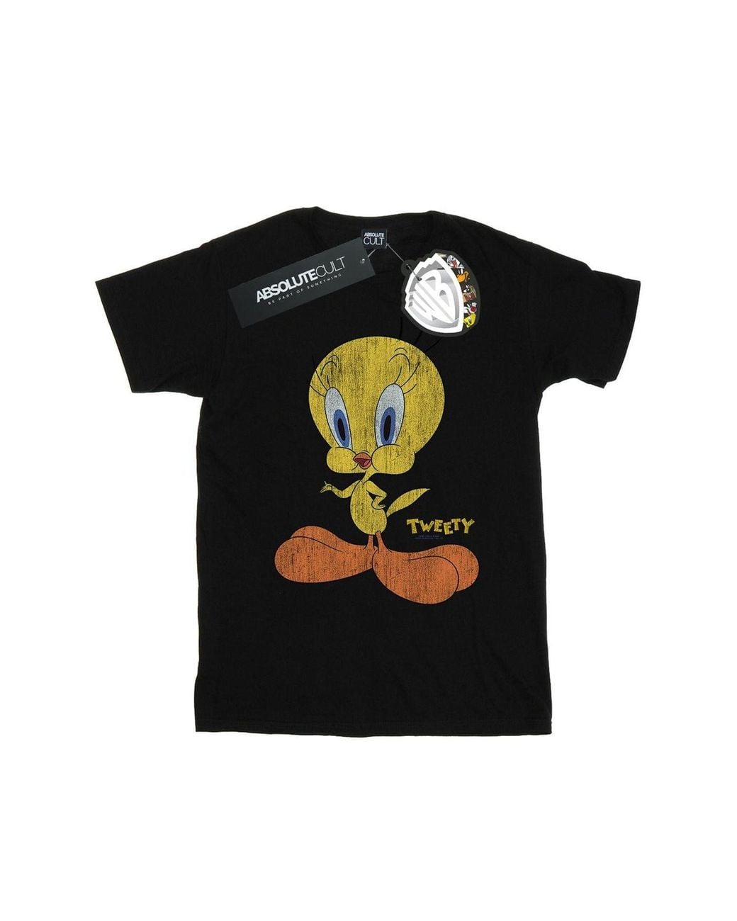 Looney Tunes Black Tweety Pie Distressed Cotton Boyfriend T-Shirt