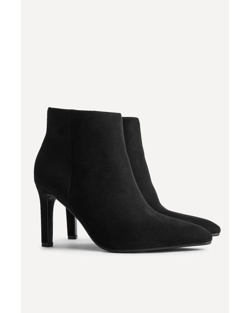 Linzi Black Handled Faux Suede Heeled Ankle Boots