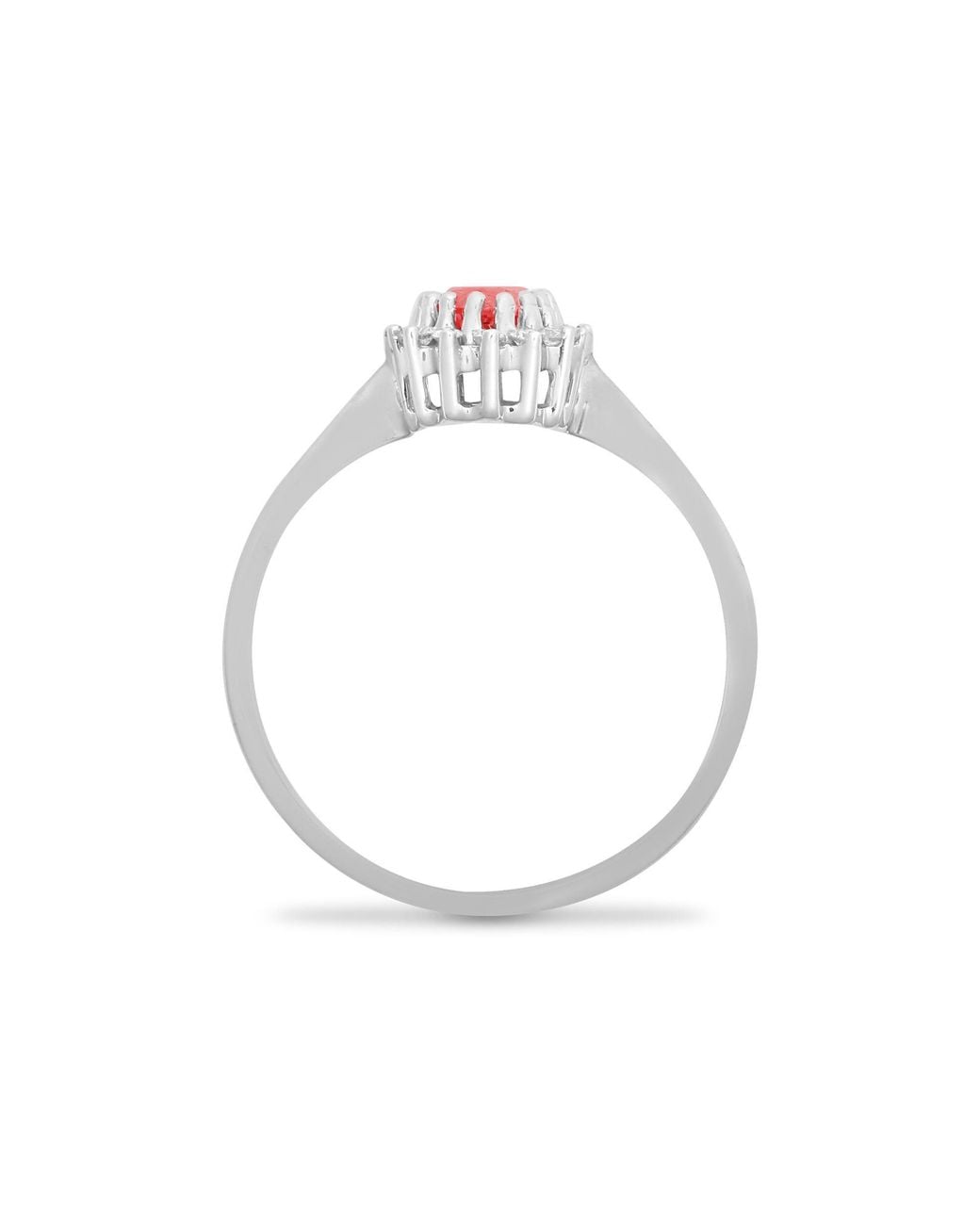 Jewelco London Metallic 9Ct Diamond Ruby Classic Royal Cluster Ring 9Mm