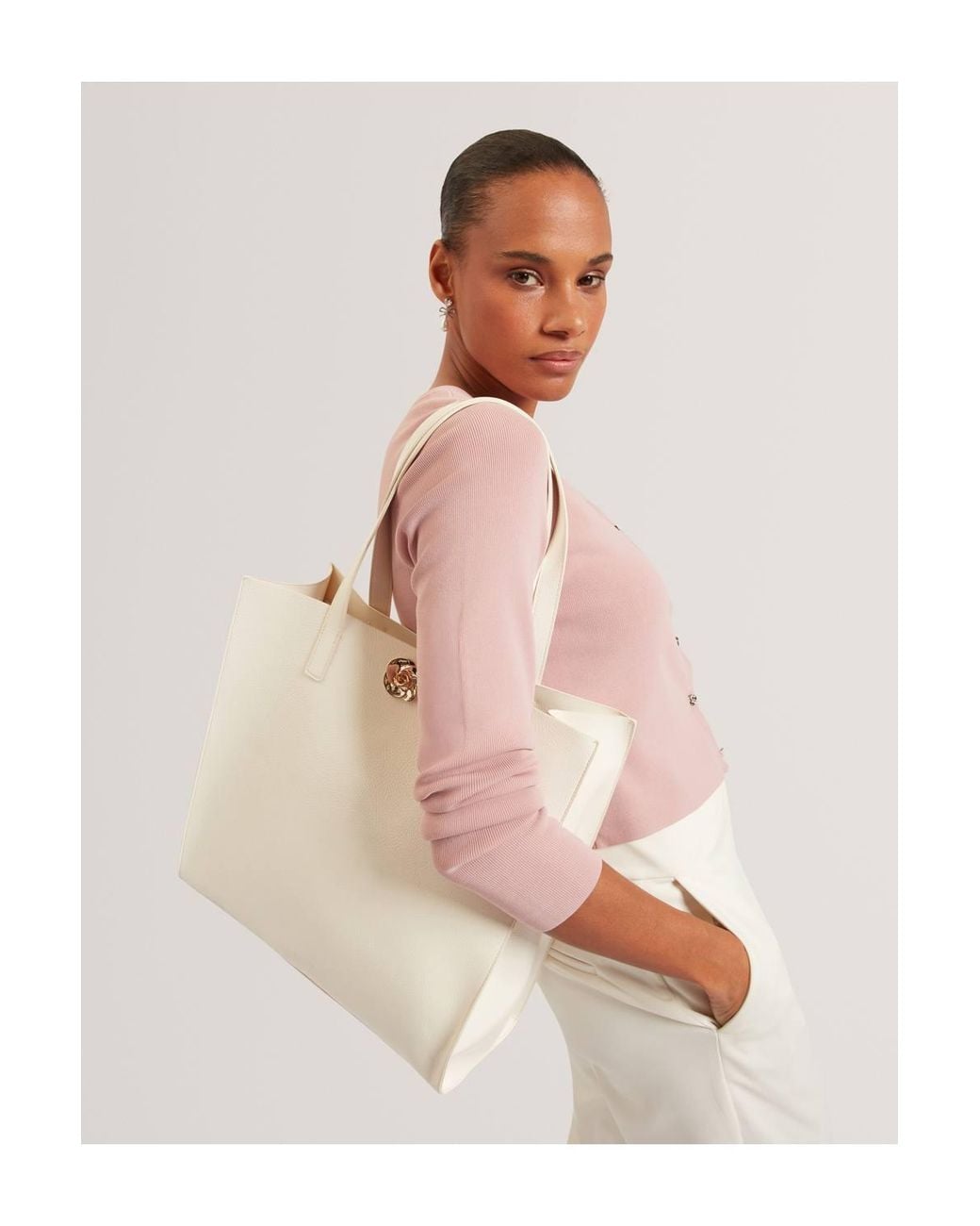 Ted Baker Natural Rose Detail Crinkle Large Tote Bag
