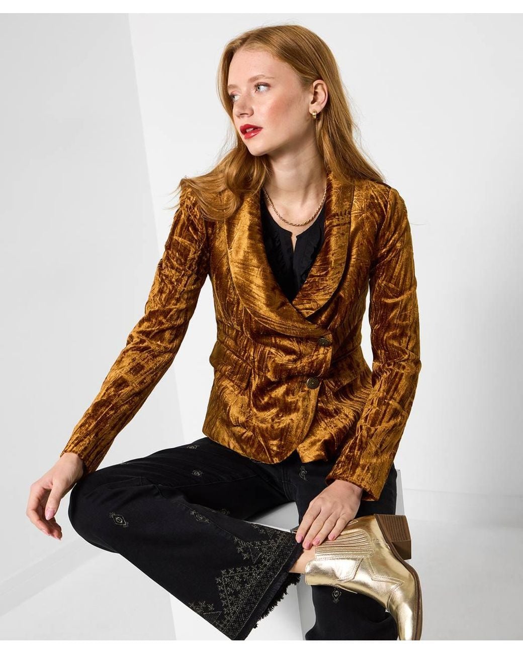 Joe Browns Brown Velour Leaf Print Jacket